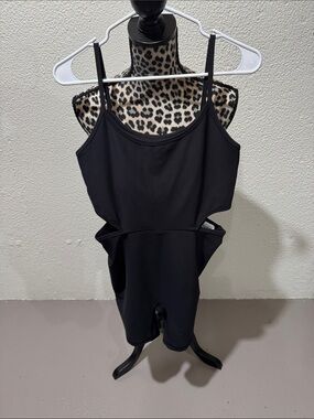 Black Cutout One-Piece Workout Short/Tank Combo